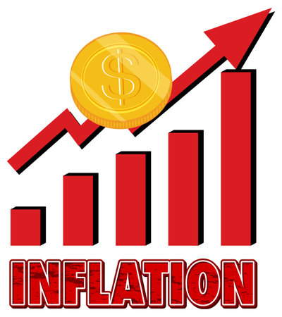 Red arrow going up with inflation word illustrationのイラスト素材