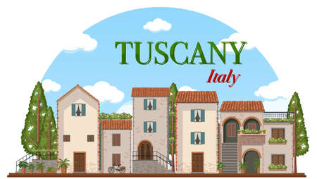 Tuscany Italy Landmark  Banner illustrationのイラスト素材
