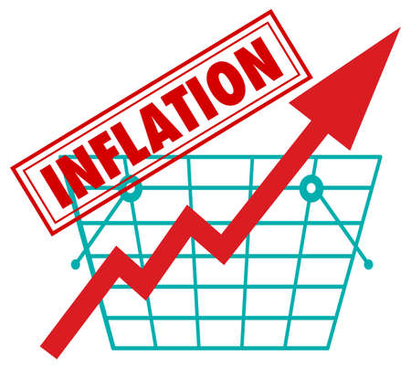 Red arrow going up with inflamation word illustrationのイラスト素材