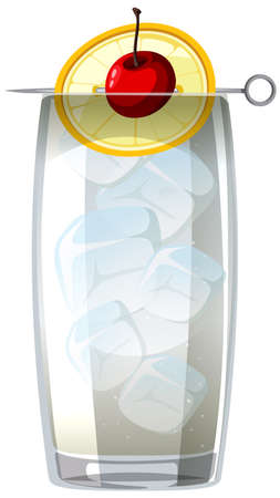 Tom Collins cocktail in the glass on white background illustrationのイラスト素材