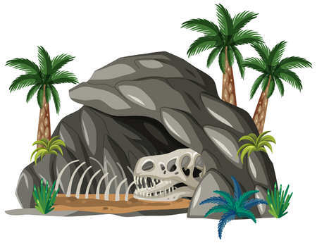 Stone cave with fossils illustrationのイラスト素材