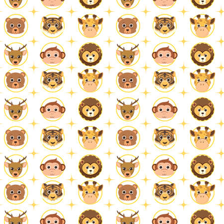 Cute animals seamless pattern illustration