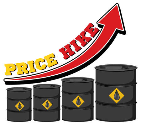 Fuel price hike with red arrow pointing up illustrationのイラスト素材