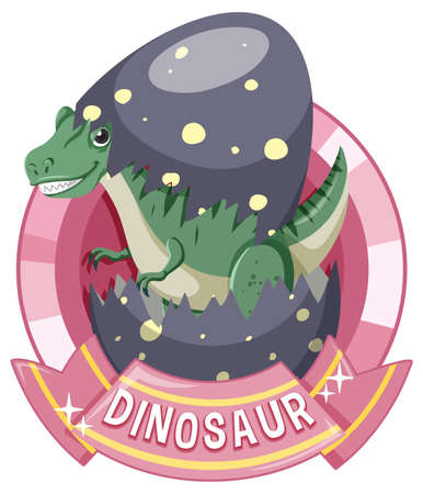 Cute dinosaur cartoon badge illustrationのイラスト素材