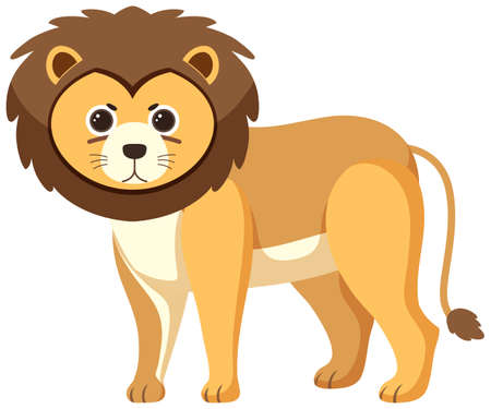 Cute lion in flat cartoon style illustrationのイラスト素材