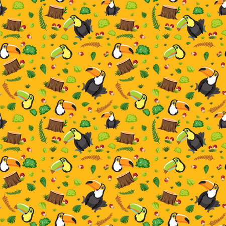 Cute toucan bird seamless pattern illustrationのイラスト素材