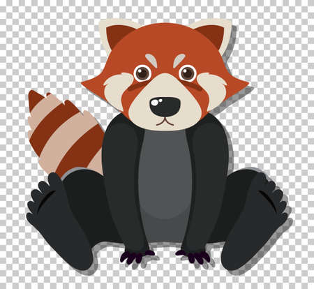 Cute red raccoon in flat cartoon style illustrationのイラスト素材