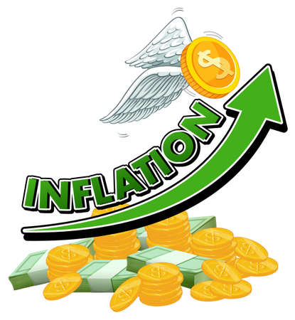 Inflation with green arrow going up illustrationのイラスト素材