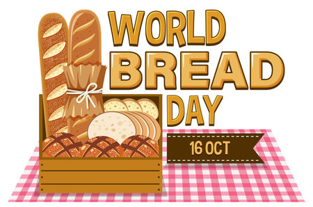 World Bread Day 16 October Logo Design illustrationのイラスト素材