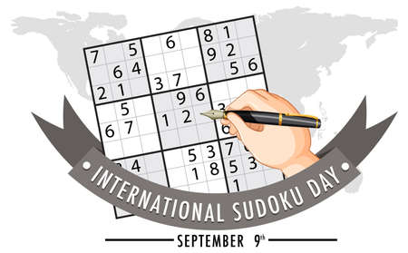International Sudoku Day September 9 illustrationのイラスト素材