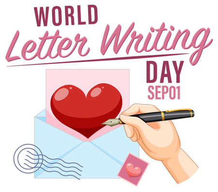 World Letter Writing Day Banner Design illustrationのイラスト素材