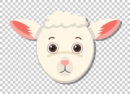 Cute sheep head in flat cartoon style illustrationのイラスト素材