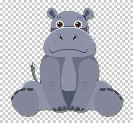 Cute hippopotamus in flat cartoon style illustrationのイラスト素材