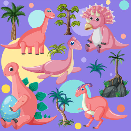 Cute dinosaur seamless pattern illustrationのイラスト素材
