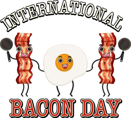 Banner of International bacon day illustrationのイラスト素材
