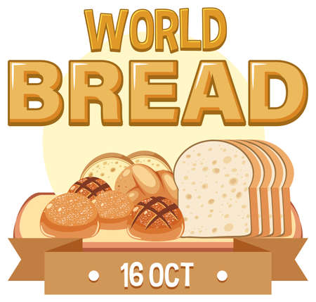 World Bread Day 16 October Logo Design illustrationのイラスト素材