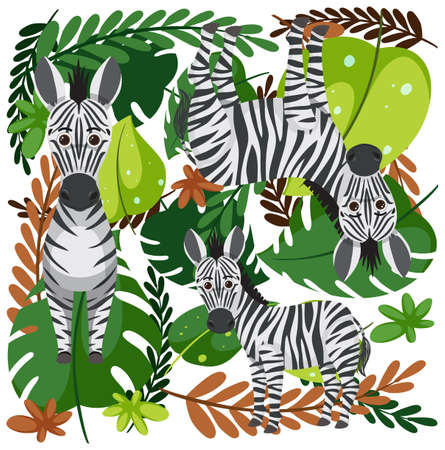 Cute zebra seamless pattern illustrationのイラスト素材