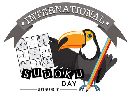 International Sudoku Day September 9 illustrationのイラスト素材