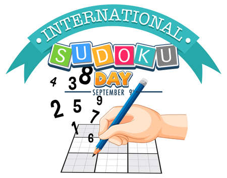 International Sudoku Day September 9 illustrationのイラスト素材