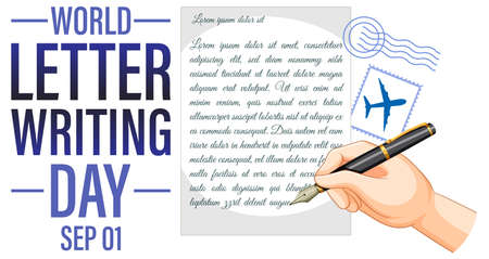 World Letter Writing Day Poster Design illustrationのイラスト素材