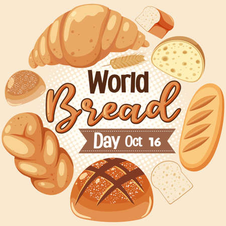 World bread day poster design illustrationのイラスト素材