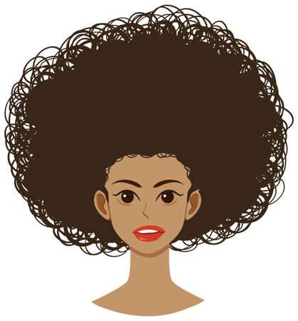 Front of afro woman isolated illustrationのイラスト素材