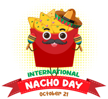 International Nacho Day Banner Design illustrationのイラスト素材