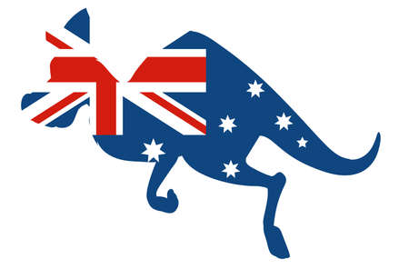 Australian flag in shape of kangaroo illustrationのイラスト素材