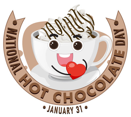 National Hot Chocolate Day Banner Design illustrationのイラスト素材