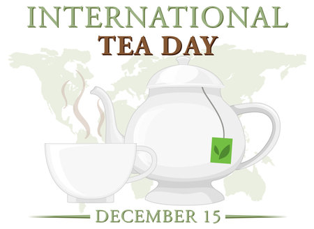 International tea day text banner design illustrationのイラスト素材