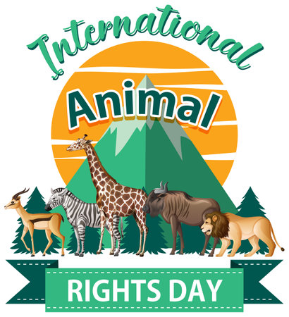 International Animal Rights Day Banner illustrationのイラスト素材