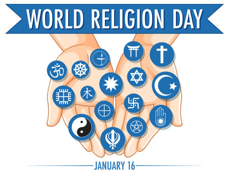 World Religion Day Banner Design illustrationのイラスト素材