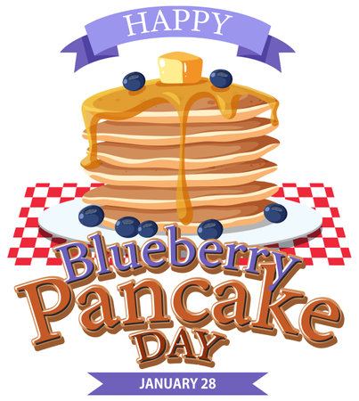 National Blueberry Pancake Day Banner Day illustrationのイラスト素材