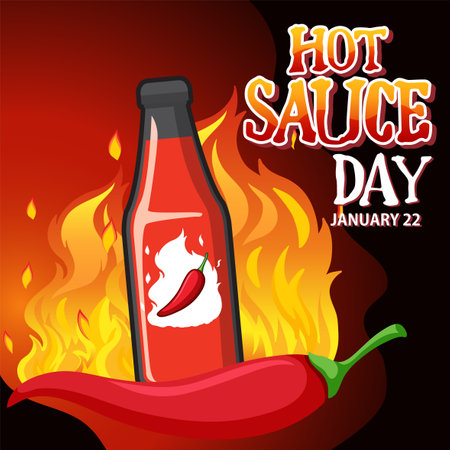 National Hot Sauce Day Banner Design illustrationのイラスト素材