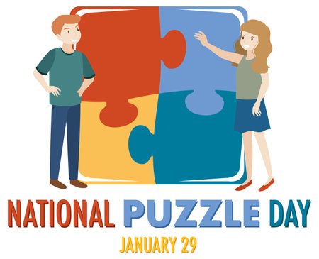 National Puzzle Day Banner illustrationのイラスト素材