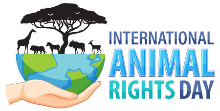 International Animal Rights Day Banner illustrationのイラスト素材
