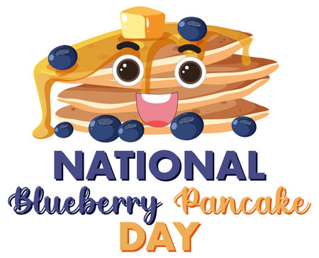 National Blueberry Pancake Day Banner illustrationのイラスト素材