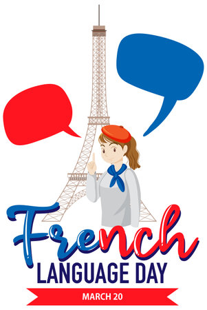 March French Language day illustrationのイラスト素材