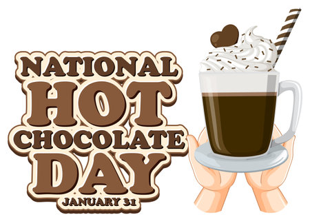 National Hot Chocolate Day Banner Design illustrationのイラスト素材
