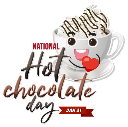 National Hot Chocolate Day Banner Design illustrationのイラスト素材
