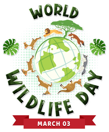 World wildlife day logo illustrationのイラスト素材
