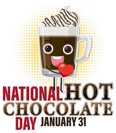 National Hot Chocolate Day Banner Design illustrationのイラスト素材