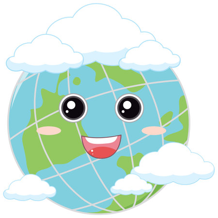 Globe with cute face expression illustrationのイラスト素材