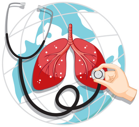 Stethoscope and lungs on earth globe illustrationのイラスト素材