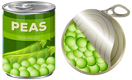 Peas canned food isolated illustrationのイラスト素材