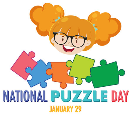 National Puzzle Day Banner illustrationのイラスト素材