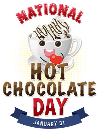 National Hot Chocolate Day Banner Design illustrationのイラスト素材