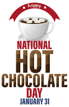 National Hot Chocolate Day Banner Design illustrationのイラスト素材