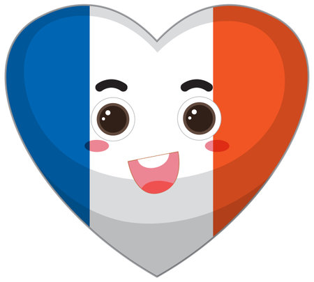 France heart flag icon illustrationのイラスト素材
