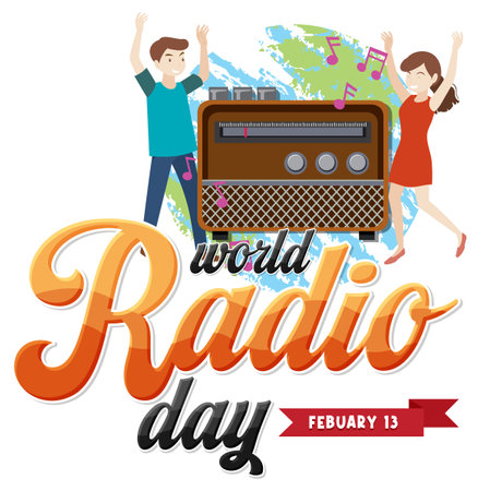 World Radio Day Banner illustrationのイラスト素材